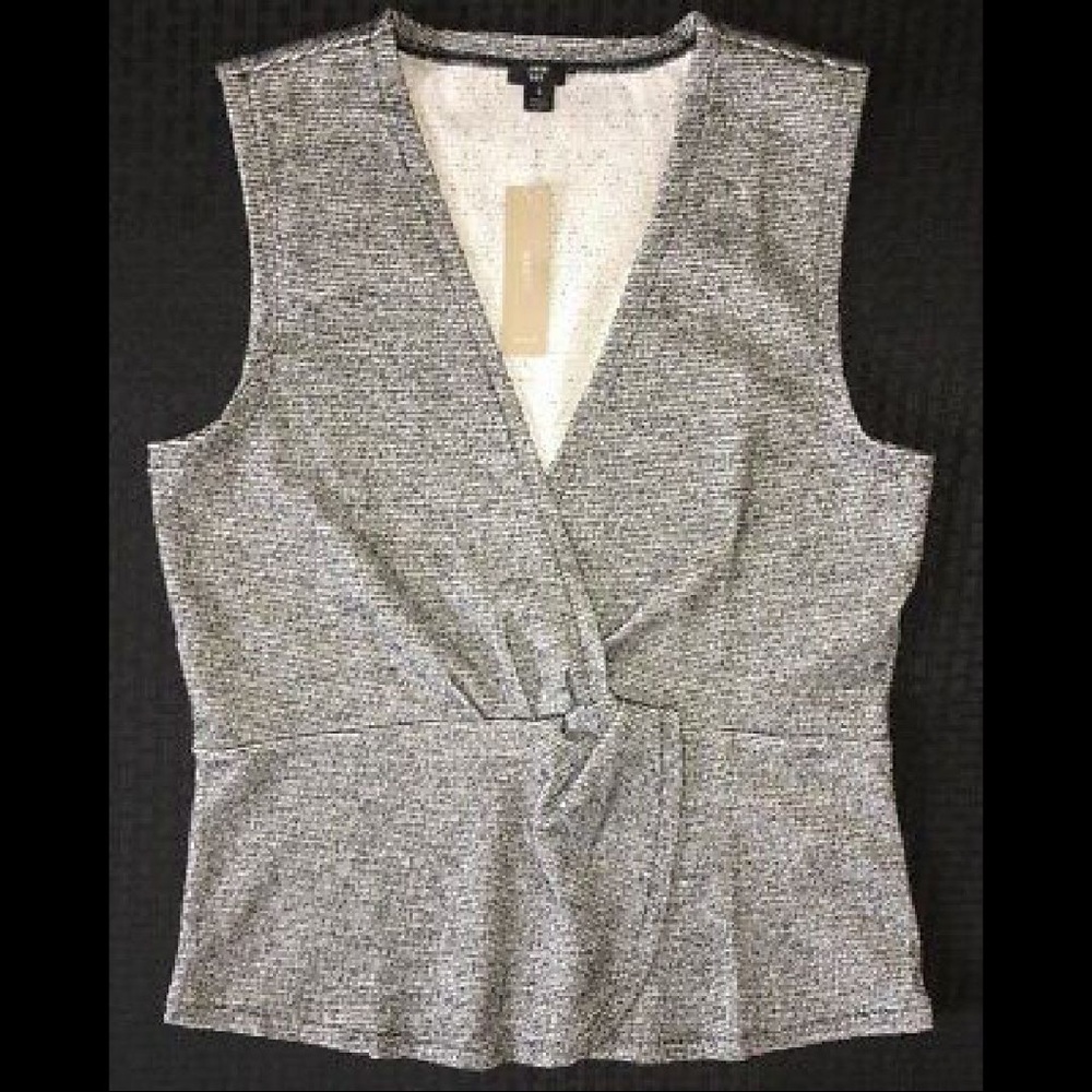 NWT J. Crew Boucle Tank, black & white